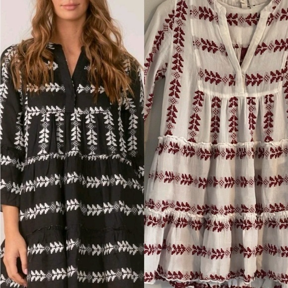 Elan Grecian Boho Embroidered Tunic Dress - Picture 2 of 7